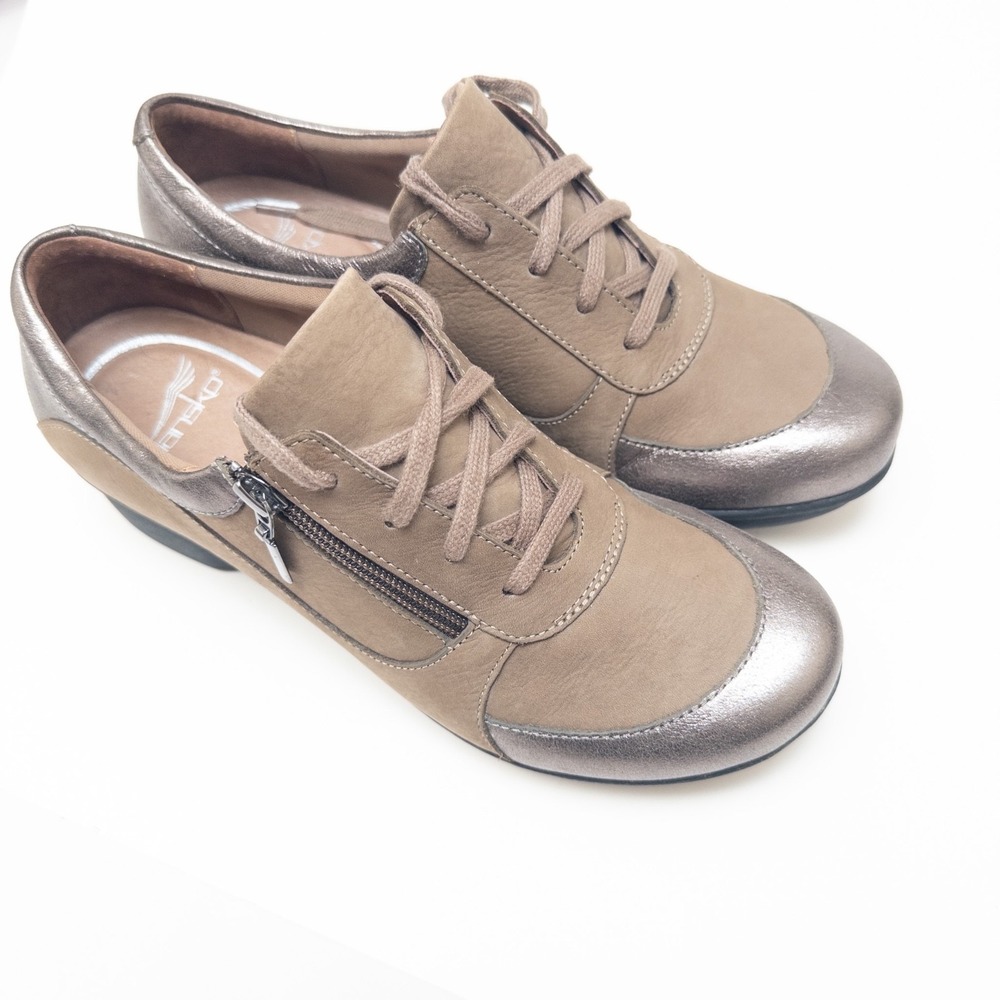Dansko Taupe Metallic Wedge Sneakers - Picture 9 of 13